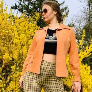 Vintage Abe Schrader by Belle Saunders Terracotta Leather Suede Shirt Jacket